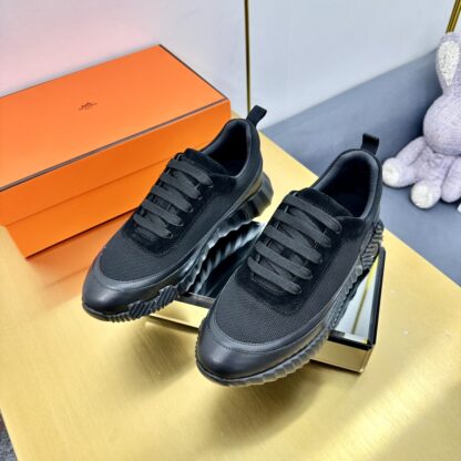 Hermès Spring and Summer Classic Couple Black Sports Shoes - Image 5