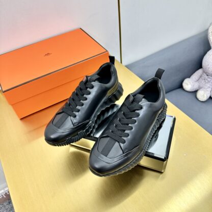 Hermès Spring and Summer Classic Couple British Black Sports Casual Shoes - Image 5