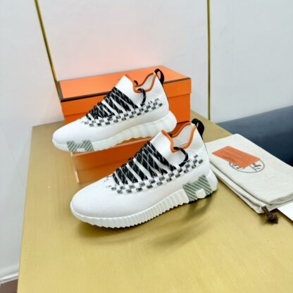 Hermès Spring and Summer Classic Couple Style British White and Orange Colorblock Sports Casual Shoes - Image 5