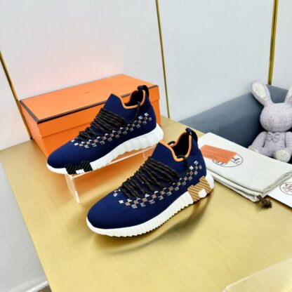 Hermès Spring and Summer Classic Couple Style British Blue and Black Colorblock Sports Casual Shoes - Image 5
