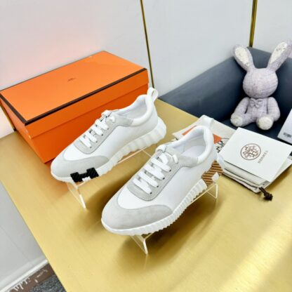 Hermes Spring and Summer Classic Couples British White, Gray and Black Colorblock Sports Casual Shoes - Image 5
