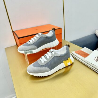 Hermès Spring and Summer Classic Couple Style British Gray and Yellow Colorblock Sports Casual Shoes - Image 5