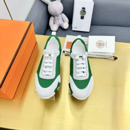 Hermès Spring and Summer Classic Couple Style British Green and Gray Colorblock Sports Casual Shoes - Image 5