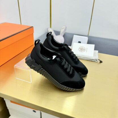 Hermes Spring and Summer Classic Couple British Pure Black Sports Casual Shoes - Image 5