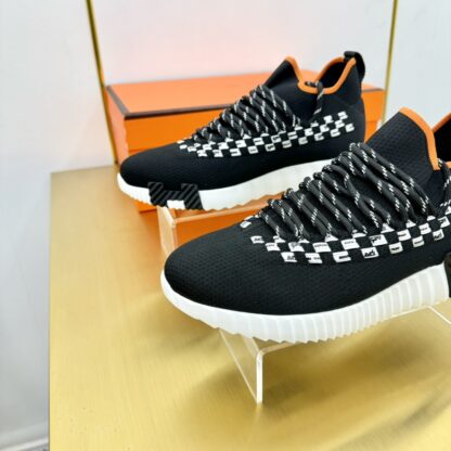 Hermès Spring/Summer Black, White and Orange Couple Classic Sports Shoes - Image 5