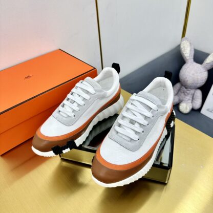 Hermès Spring and Summer White and Orange Colorblock Couple Classic Sports Casual Shoes - Image 5