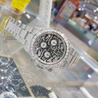 Rolex Omega Full Diamond Chronograph Model - Image 5