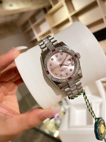Rolex Log Series Classic Women's Model Solid Core Three-Bead Steel Strap - Image 5