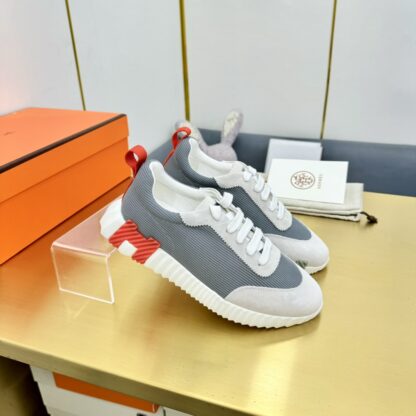 Hermès Spring and Summer Gray and Red Colorblock Couple Classic Sports Casual Shoes - Image 5