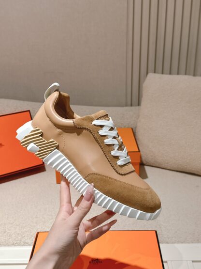 Hermes classic couple light brown comfortable casual sports shoes - Image 5