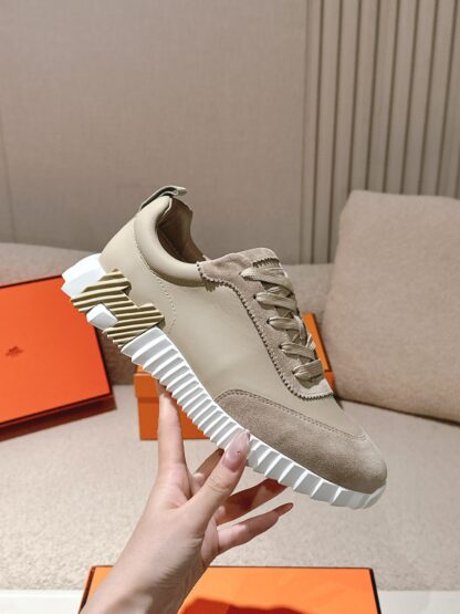 Hermes classic couple style gray brown comfortable casual sports dad shoes - Image 5