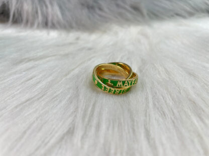Vivienne Westwood gold and green rubber three-ring ring - Image 5