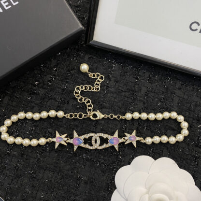 Chanel Colored Gemstone Star Pearl Necklace - Image 5