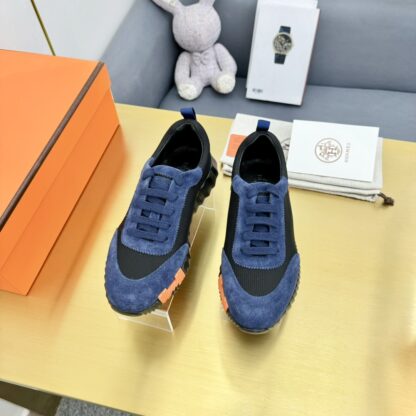 Hermès Spring and Summer Blue and Black Couple Classic Sports Shoes - Image 5