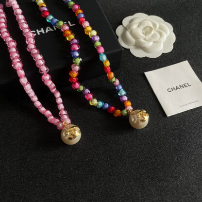 Chanel Colorful Pearl Double C Necklace - Image 5