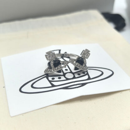 Vivienne Westwood Double Heart Saturn Open Ring - Image 5