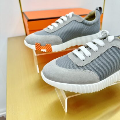 Hermès Spring and Summer Gray and Orange Colorblock Couple Classic Sports Casual Shoes - Image 5