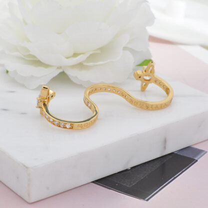 Vivienne Westwood Double Zircon Saturn S-shaped Ring - Image 5