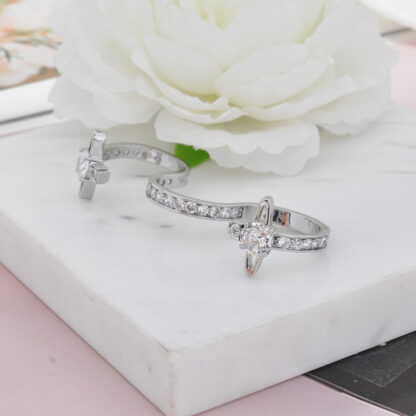 Vivienne Westwood Double Zircon Saturn S-shaped Ring - Image 5