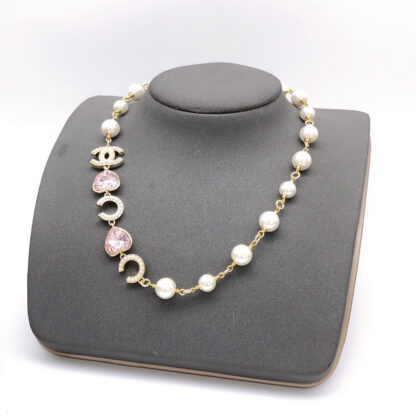 Chanel Pink Heart Diamond Necklace - Image 5