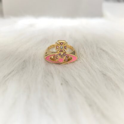 Vivienne Westwood five-pointed star pink and white glue ring - Image 5