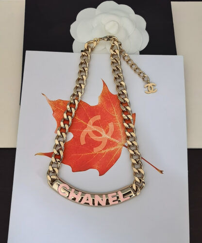 Chanel pink letter brand necklace - Image 5