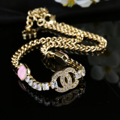 Chanel Pink Diamond Necklace Clavicle Chain - Image 4