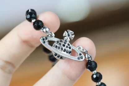 Vivienne Westwood Black Earth Star Glass Bead Necklace - Image 3