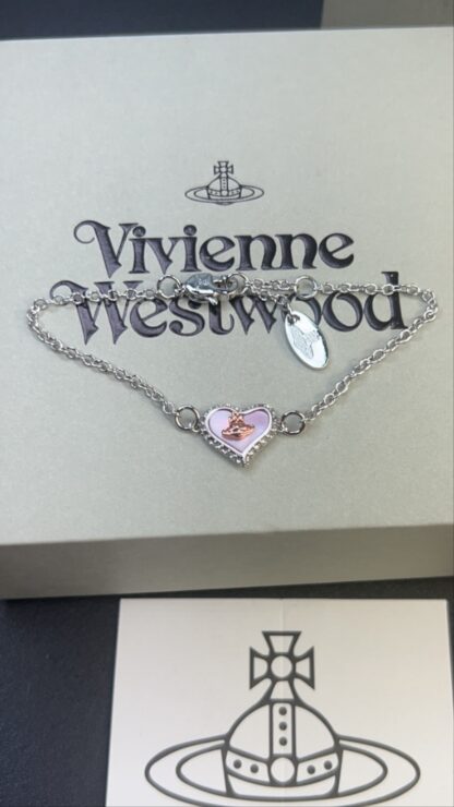 Vivienne Westwood white gold and pink mother-of-pearl bracelet - Image 5