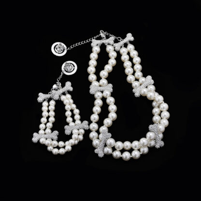 Vivienne Westwood Bone Double Row Pearl Bracelet - Image 5