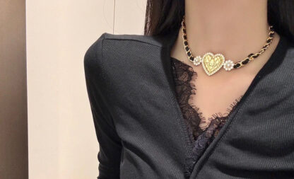 Chanel diamond heart lambskin necklace - Image 4