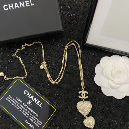 Chanel Diamond Double Heart Necklace - Image 5