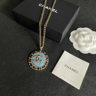 Chanel Denim Blue Double C Necklace