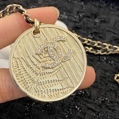 Chanel leather chain metal medal necklace - Image 5
