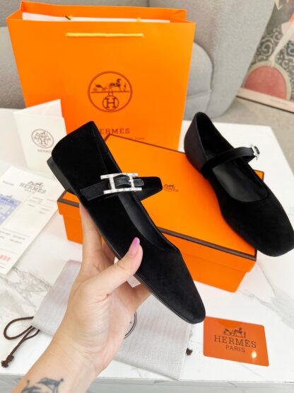 Hermès new pure handmade black trendy loafers - Image 5