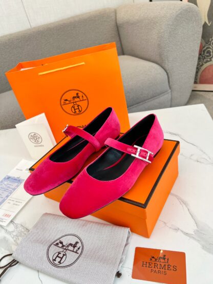 Hermès new dark pink handmade comfortable trendy loafers - Image 5
