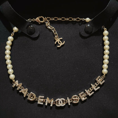 Chanel Letter Pearl Necklace - Image 3