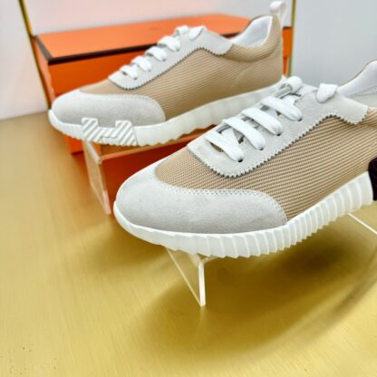 Hermès Spring and Summer Couple's Grey Apricot Colorblocking Sports Casual Shoes - Image 5