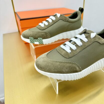 Hermes Spring and Summer Couple's Green and White Color Matching Sports Casual Shoes - Image 5