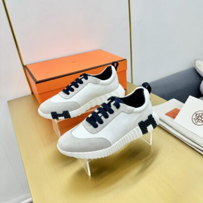 Hermes Spring and Summer Couple's White, Gray and Blue Color Matching Sports Casual Shoes - Image 5
