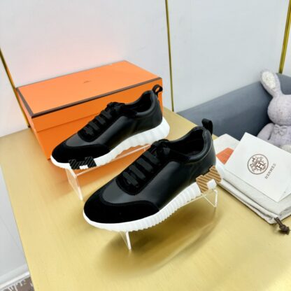 Hermes Spring and Summer Couple's Black and White Apricot Color Matching Sports Casual Shoes - Image 5