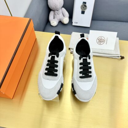 Hermes Spring and Summer Couple's White, Gray and Black Color Matching Sports Casual Shoes - Image 5