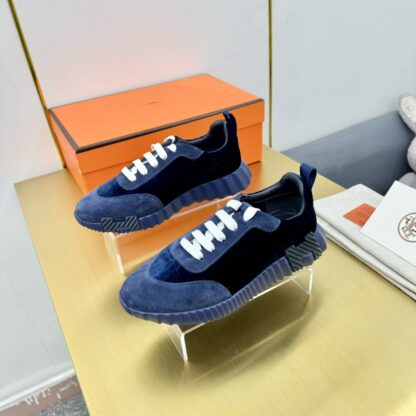 Hermès Spring and Summer Couple's Blue and Black Color Matching Sports Casual Shoes - Image 5