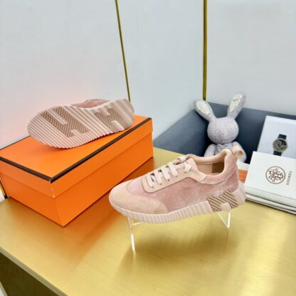 Hermès Spring and Summer Couple's Pink Apricot Color Matching Sports Casual Shoes - Image 5