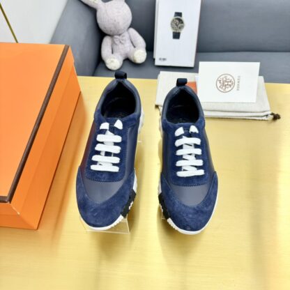 Hermès Spring and Summer Couples Blue and White Color Matching Sports Casual Shoes - Image 5
