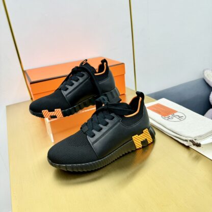 Hermes Spring and Summer Couple's Black and Orange Colorblock Breathable and Durable Sports Casual Shoes - Image 5