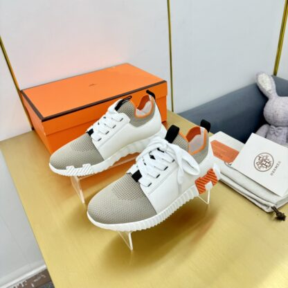 Hermes Spring and Summer Couples White Apricot Orange Colorblock Breathable and Durable Sports Casual Shoes - Image 5