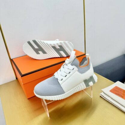 Hermes Spring and Summer Couples White and Gray Colorblock Breathable and Durable Sports Casual Shoes - Image 5