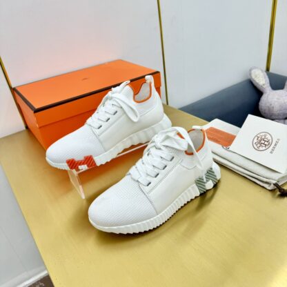 Hermes Spring and Summer Couples White and Orange Colorblock Breathable and Durable Sports Casual Shoes - Image 5