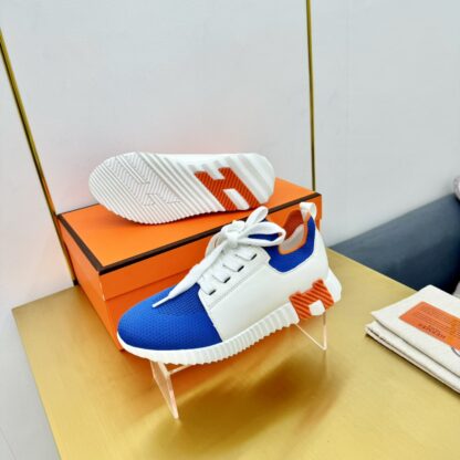 Hermes Spring and Summer Couples White, Blue and Orange Colorblock Breathable and Durable Sports Casual Shoes - Image 5
